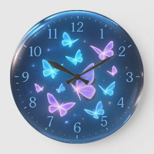Glass Sphere Clock with Glowing Butterflies