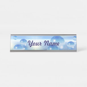 Glass Spheres Desk Name Plate
