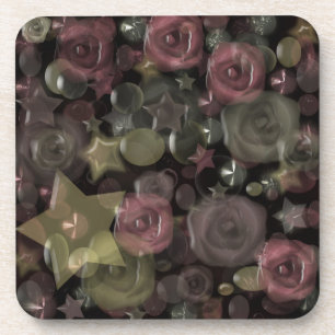 Glass, stars, flowers ceramic tile beverage coaster
