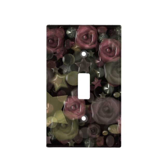 Glass, stars, flowers ceramic tile light switch cover (Front)