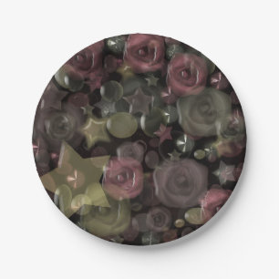 Glass, stars, flowers ceramic tile paper plates