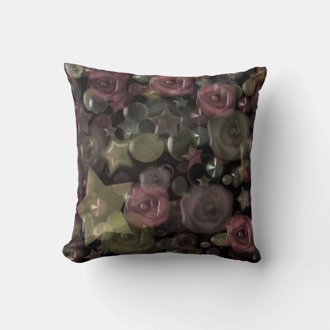 Glass, stars, flowers ceramic tile throw pillow (Front)