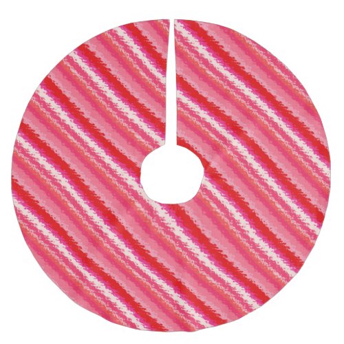 Glass stripes _ shades of coral red brushed polyester tree skirt