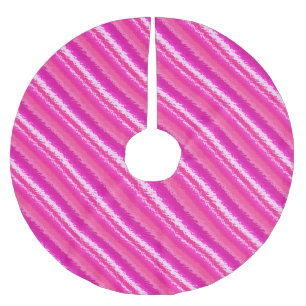 Glass stripes - shades of deep pink brushed polyester tree skirt