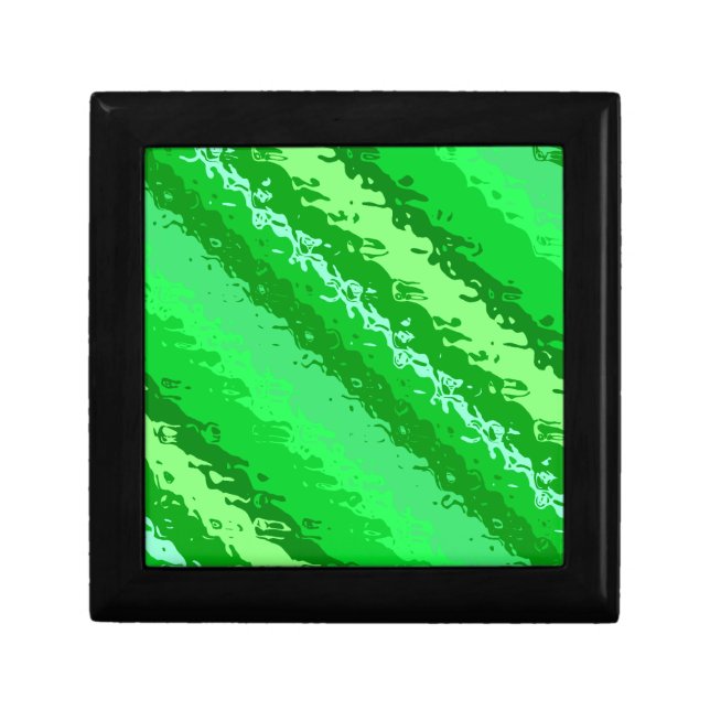 Glass stripes - shades of emerald green keepsake box (Front)