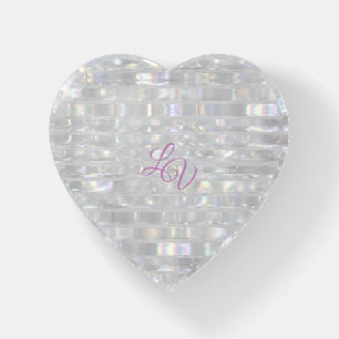 Glass Strips Heart Paperweight