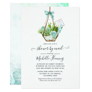 Glass Terrarium Succulents Baby Shower by Mail Invitation