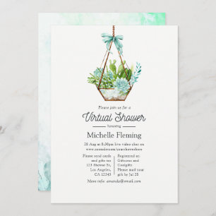 Glass Terrarium Succulents Virtual Baby Shower Invitation