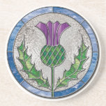 Glass Thistle coaster<br><div class="desc">A design that features the scottish thistle emblem as a stained glass panel. Celebrate Burns night with thistle coasters.</div>