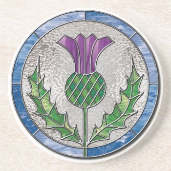 Glass Thistle Coaster by inkles at Zazzle