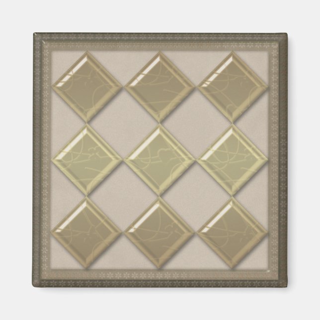 Glass tile 3D beige color Magnet (Front)