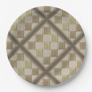 Glass tile 3D beige color Paper Plates