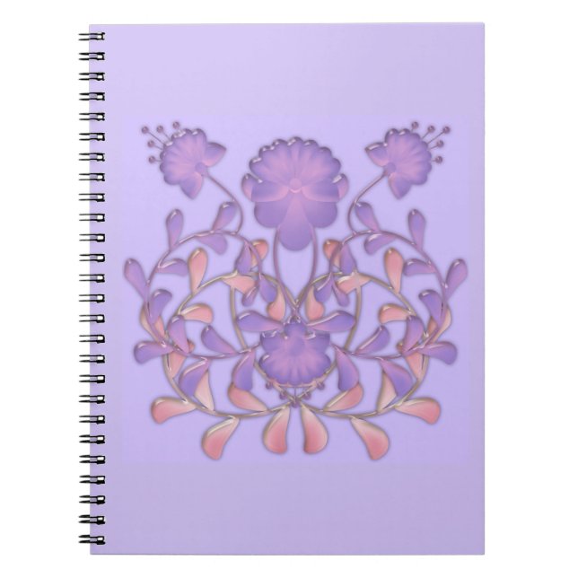 Glass tile 3D flowers violet gzhel Notebook (Front)