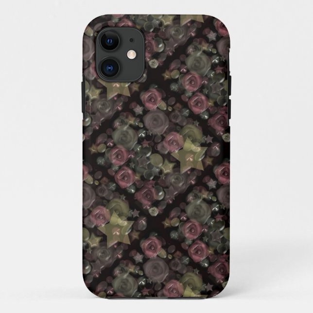 Glass tile 3D liquid roses and stars  Case-Mate iPhone Case (Back)