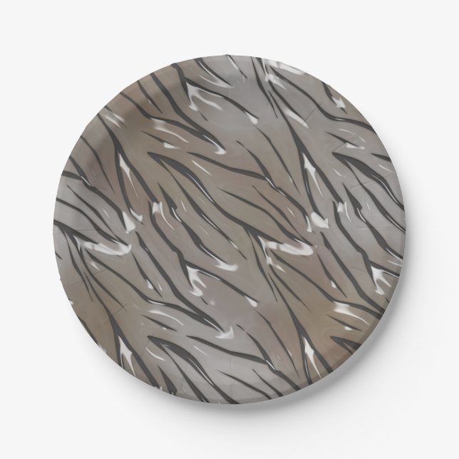 Glass tile 3D liquid tiger zebra skin leather Paper Plates (Front)