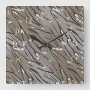 Glass tile 3D liquid tiger zebra skin leather Square Wall Clock