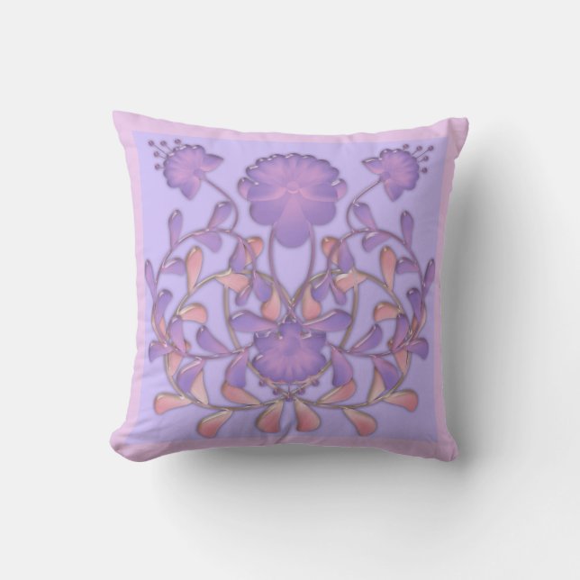 Glass tile 3D liquid violet flowers gzhel Throw Pillow (Front)