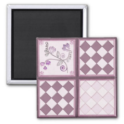 Glass tile 3D purple color Magnet