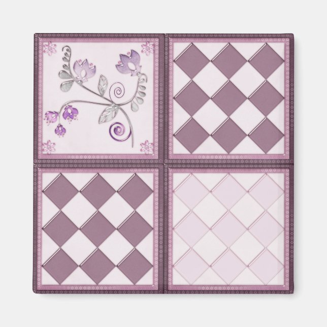 Glass tile 3D purple color Magnet (Front)