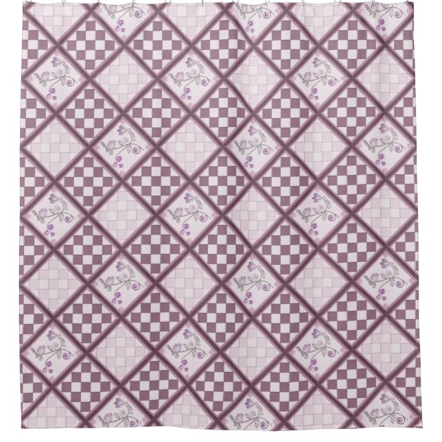 Glass tile 3D purple color Shower Curtain (Front)