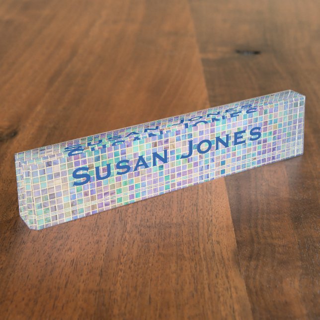 Glass Tile Mosaic cool modern colorful name Name Plate (Side)