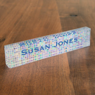 Glass Tile Mosaic cool modern colorful name Plate