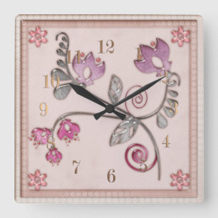 Glass tile square wall clock