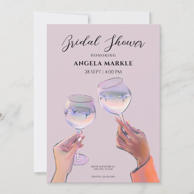 Glass toast cheers Bridal Shower Invitation (Front)