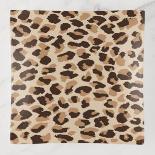 Glass Trinket Dish-Leopard Print Trinket Tray