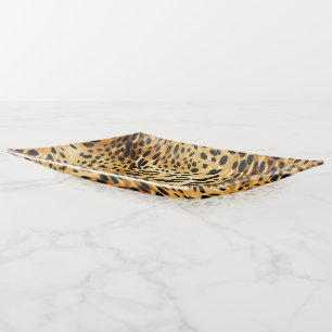 Glass Trinket Dish-Leopard Print Trinket Tray