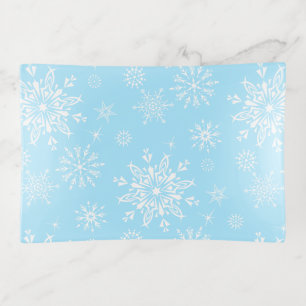 Glass Trinket Tray-Holiday Snowflakes Tray