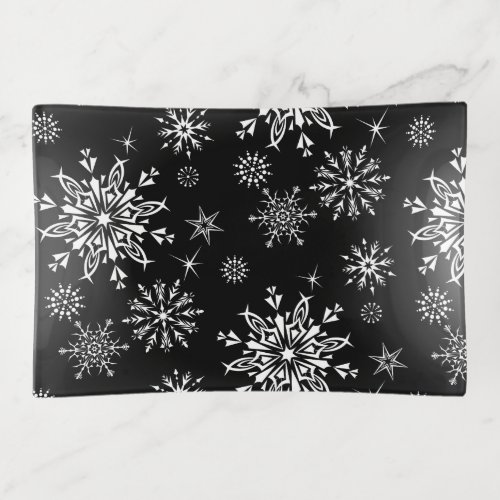 Glass Trinket Tray_Holiday Snowflakes Trinket Tray