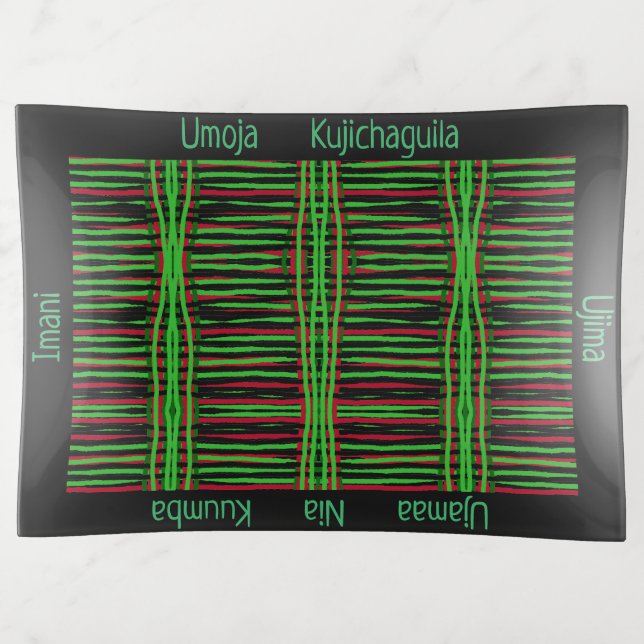 Glass Trinket Tray - Kwanzaa Principles (Front)