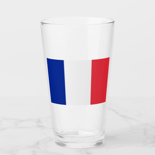 Glass Tumbler France Flag 16 onz (Front)