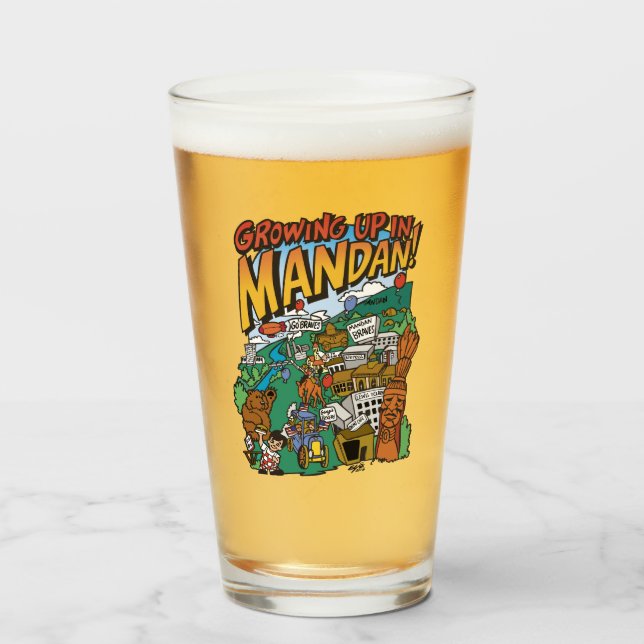 Glass Tumbler "Growing up in Mandan" (Front Filled)