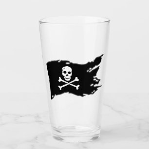 Glass Tumbler Pirates Flag 16 onz