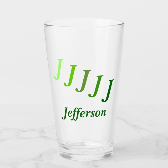 Glass Tumbler - Stepped Initials with Name in Red