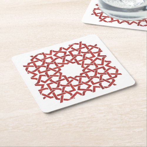 Glass Underpants Moroccan Red Mosaic MAMLUK Square Paper Coaster