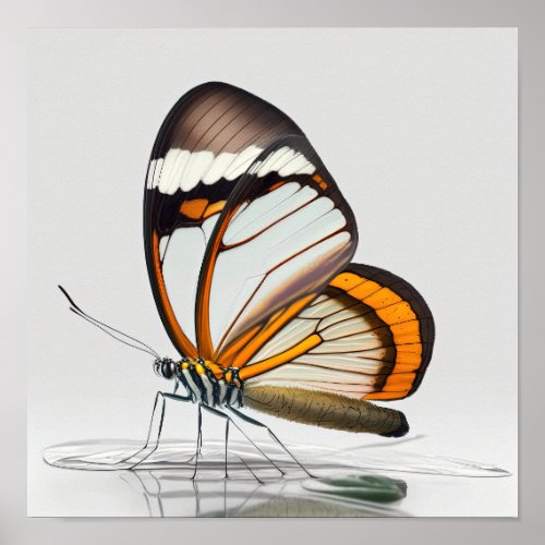 Glass Winged Butterfly Art Print Poster