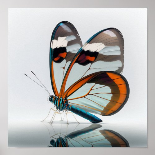 Glass Winged Butterfly Art Print Poster
