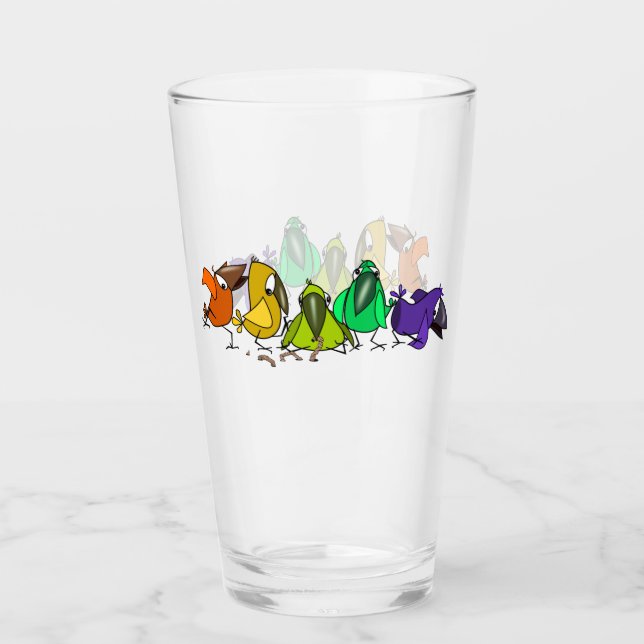 Glass with Colorful Birds (Front)
