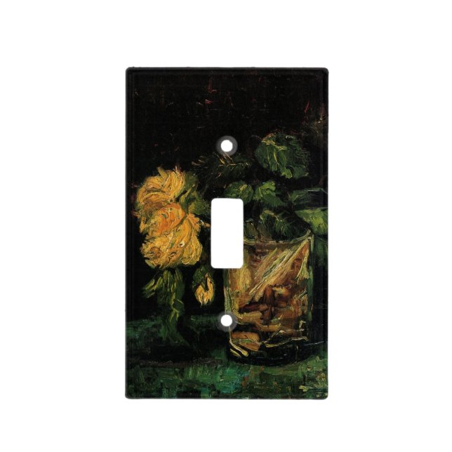 Glass with Roses by Vincent van Gogh Light Switch Cover (Front)