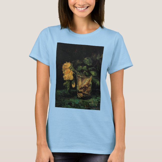 Glass with Roses by Vincent van Gogh T-Shirt (Front)