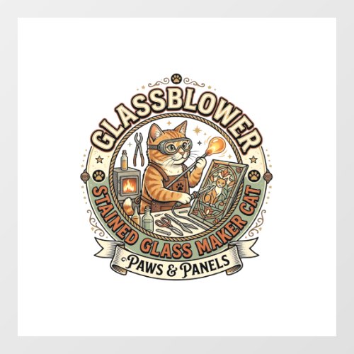 Glassblower Stained Glass Maker Cat Glassblower St Window Cling