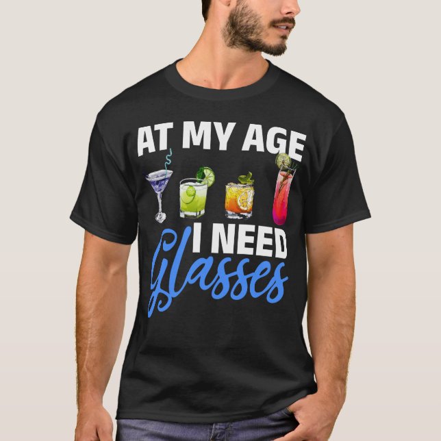 Glasses Aging Humor Funny Old People T-Shirt (Front)