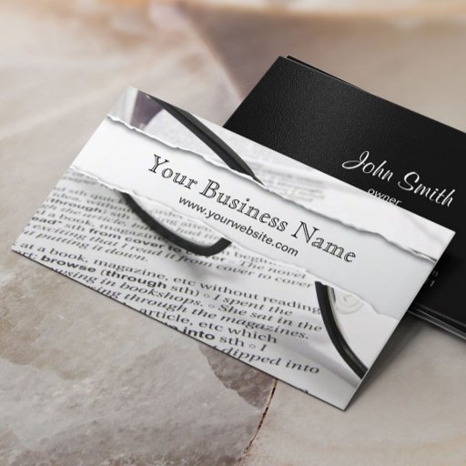 Customizable Glasses and Book Ripped business card