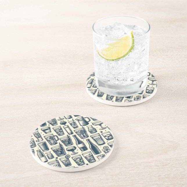 Glasses and Bottles Design  Coaster (Side)