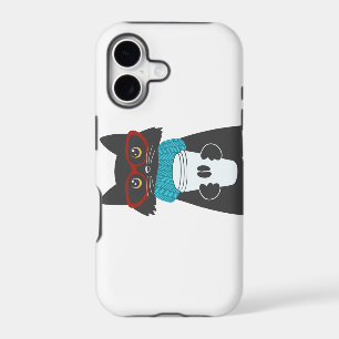 Glasses cat holding a cup of coffee iPhone 17 case