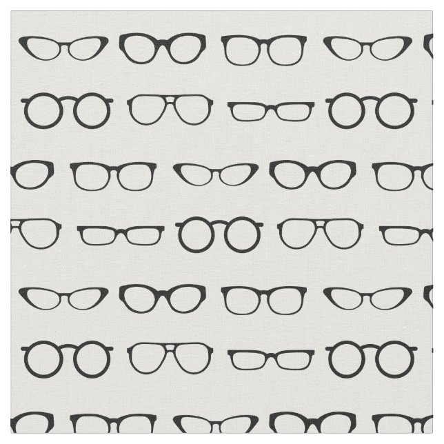 Glasses Cute Optician Black and White Fabric (Close Up)