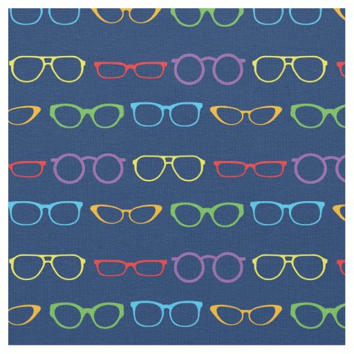 Glasses Cute Optician Rainbow Navy Fabric